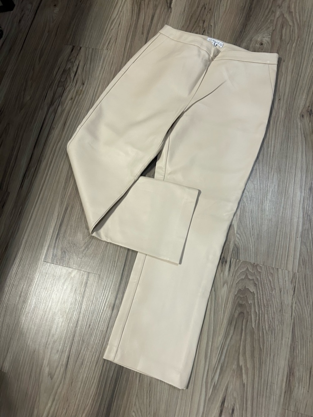 AEMI + CO Cream Leather Trousers